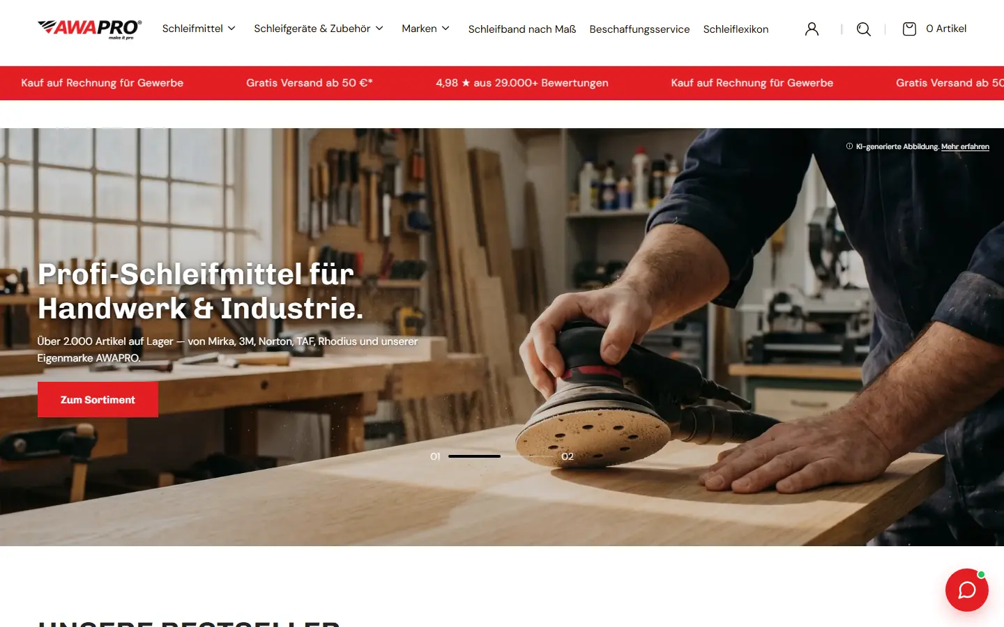 Startseite des Shopify-Shops von AWAPRO auf dem Desktop (Screenshot vom 22.09.2026)