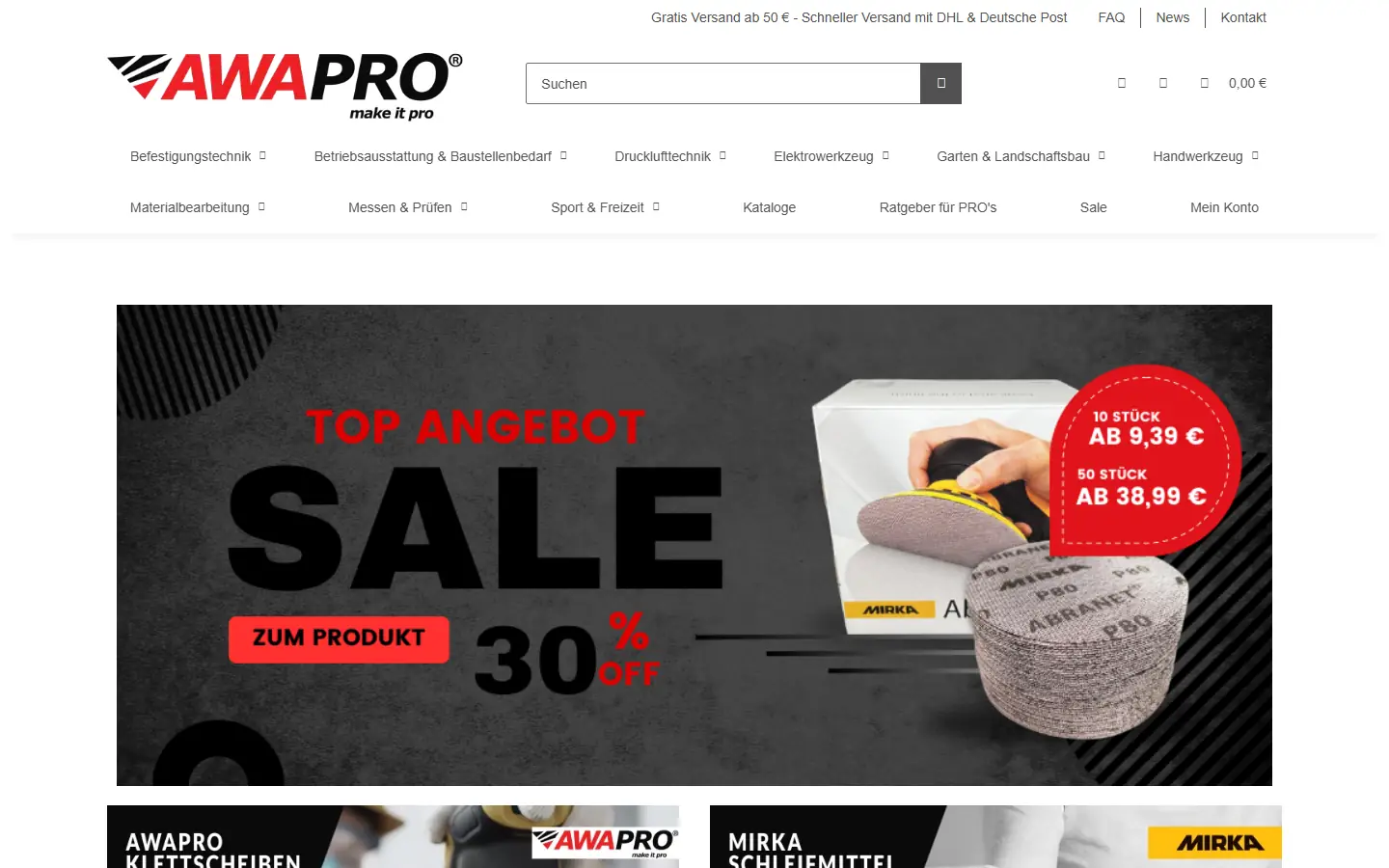 Startseite von awa-pro.de am 24.06.2025, vor dem Wechsel zu Shopify (JTL-Shop), archiviert von der Wayback Machine