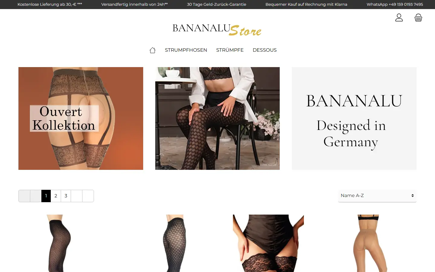 Startseite von bananalu.de am 22.10.2023, vor dem Wechsel zu Shopify (Shopware), archiviert von der Wayback Machine